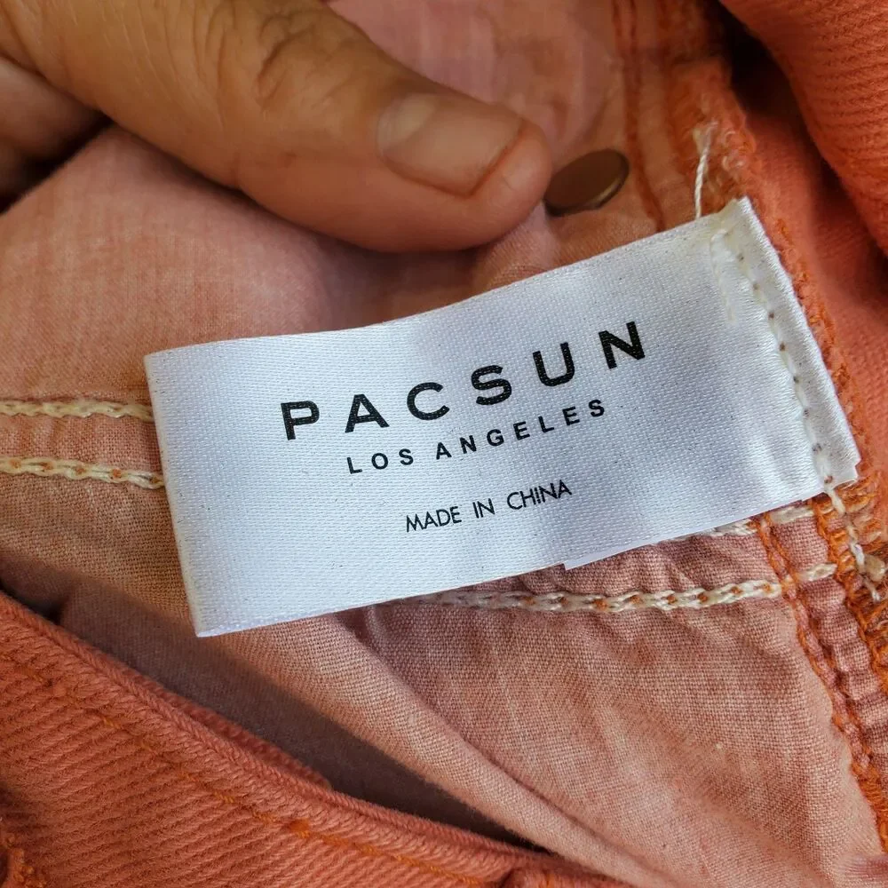 Pacsun Clay Salmon Denim Skirt Frayed Edge Size 25